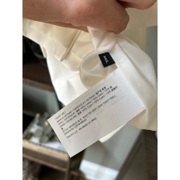 Theory Boxy Oversized Shoulder Pad Vest Ivory Womens Size Large - Picture 8 of 9